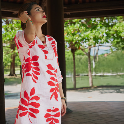 Đầm Suông Linen Thêu Phúc DRE233 thời trang thiết kế Hity