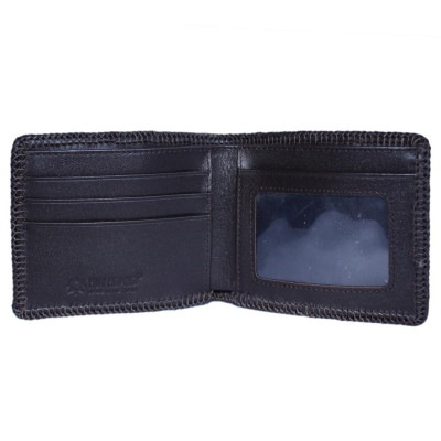 HC2417 - Bóp nam Huy Hoàng da đà điểu đan viền màu nâu đất