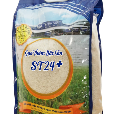 Gạo thơm đặc sản ST24+ Sóc Trăng (Túi 5kg) - Intimex Group - Dẻo, thơm ngon, ngọt cơm