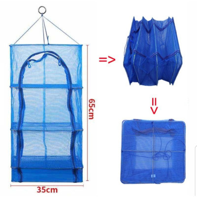 Giỏ Treo Dây Kéo Phơi cá 35x35x65 cm 4 Tầng Có Thể Xếp Gọn - Chính Hãng 
