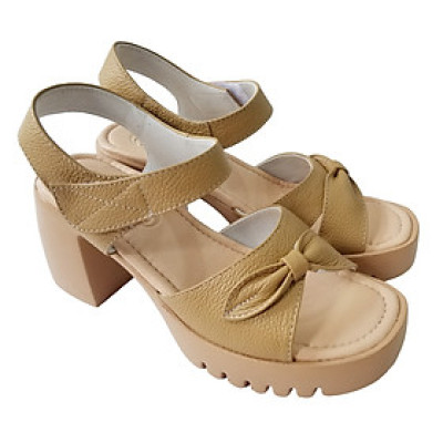 Giày Sandal Cao Gót Da Bò BIGGBEN Cao 8 Phân SDCG129