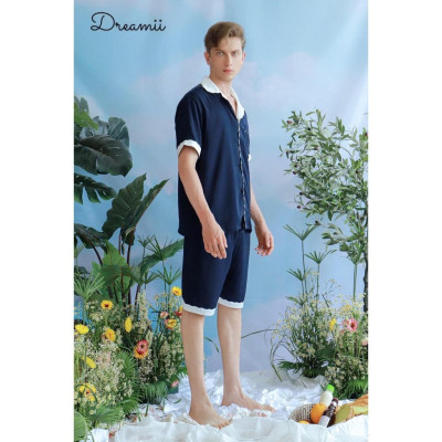 Bộ ngủ phối cổ nam Saint set cộc tay