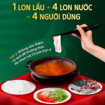 Combo 2 Lon Xốt Lẩu Chua Cay Cicook, Ngon Chuẩn Vị Không Cần Thêm Gia Vị 370g*2