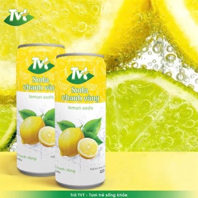 [Lốc 6 lon 320ml] Soda Chanh VàngTVT - Nước cốt chanh vàng tự nhiên cùng soda nhẹ nhàng