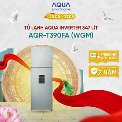 Tủ lạnh Aqua Inverter 347 lít AQR-T390FA(WGM) - Bảo hành 2 năm - Freeship toàn quốc - Hàng chính hãng