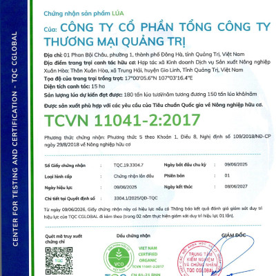 GẠO HỮU CƠ QUẢNG TRỊ  TỐT CHO NGƯỜI TIỂU ĐƯỜNG, GÚT VÀ BÉO PHÌ TÚI 5 KG