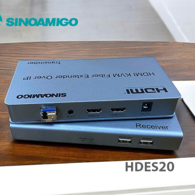 Bộ chuyển đổi HDMI sang quang 20km Sinoamigo HDES20 - Hỗ trợ KVM, IR, 2 cổng USB, Full HD - Hàng nhập khẩu chính hãng