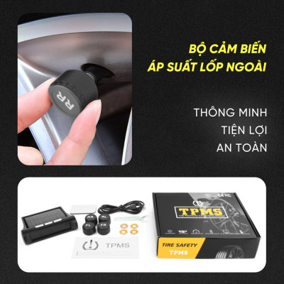 Cảm biến áp suất lốp ô tô TPMS màn hình led màu van ngoài {Bảo hành 3 tháng} - cảm biến áp suất lốp van ngoài TPMS..