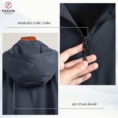 Bộ quần áo gió nam 2 lớp có mũ FASVIN BC24639.HN vải thể thao cao cấp lót vải thun hàng chính hãng