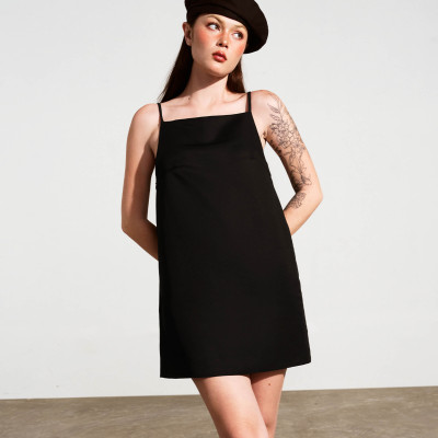 DOTTIE - Đầm mini cổ vuông - Đen - D0564