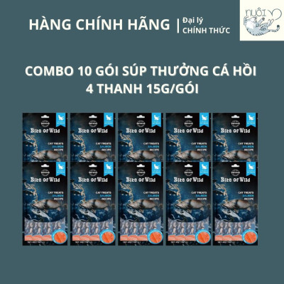 Súp thưởng cho mèo, chó của BITE OF WILD - Vị gà, vị cá hồi - Gói 60g (15g*4 tips)