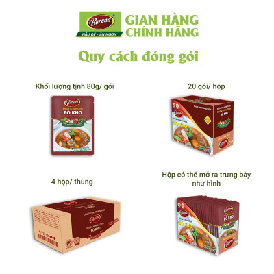 Combo 1 hộp (20 gói) xốt gia vị hoàn chỉnh Barona 80g 