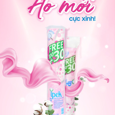 [ Tặng 1 gói bông Care4u 233 miếng] Combo 1 thùng bông tẩy trang Ipek 130 miếng ( 30 gói x 130 )