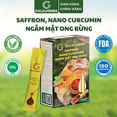 Hàng chính hãng - Saffron Nano Curcumin ngâm mật ong rừng, 100% mật ong nguyên chất – Hũ 300g/ Hộp 15 gói