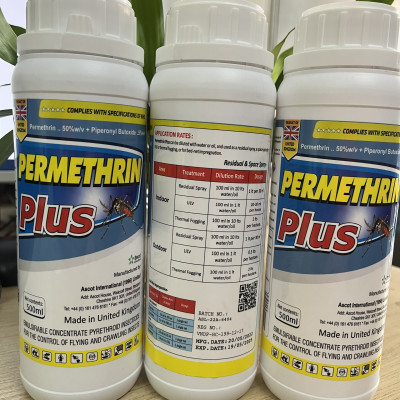 Thuốc diệt muỗi nhập khẩu nguyên chai Anh Quốc Permethrin Plus 50EC chai 500 ml