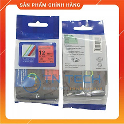Nhãn In HZE-431 - Đen nền đỏ 12mm x 8m - Dùng cho máy in BROTHER - AIMO - PUTY [Hàng nhập khẩu]