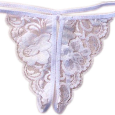 Áo con buộc dây + quần lọt khe sexsy xuyên thấu - Màu trắng