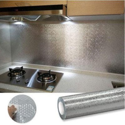 Cuộn giấy bạc dán bếp cách nhiệt, miếng decal dán tường nhà bếp chống thấm bền đẹp ( 3 mét x 60cm) và ( 2 mét x 60cm )