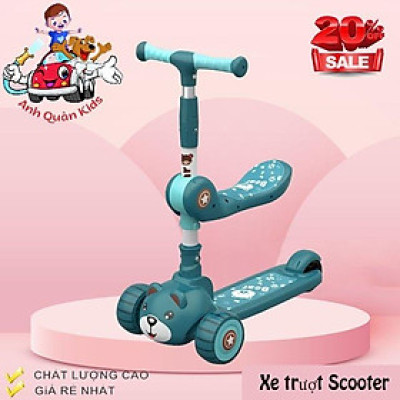 XE TRƯỢT SCOOTER KIÊM XE CHÒI CHÂN GẤU CAO CẤP CÓ NHẠC