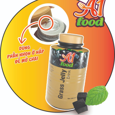 Thùng 24 chai thức uống sương sáo thanh mát kèm thạch A1 Food Grass Jelly Drink 280ml - Nhập khẩu Malaysia