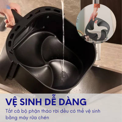 Nồi chiên không dầu Philips 4.2L NA220, chiên đến 0.6kg thực phẩm, bảo hành 2 năm | Hàng chính hãng
