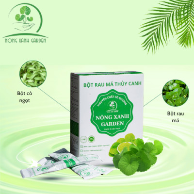 Nông Xanh Garden Bột Rau Má Thủy Canh Nguyên Chất Có Đường Hộp 15 gói (3gr/1 gói) hòa tan uống liền, dễ uống thanh nhiệt