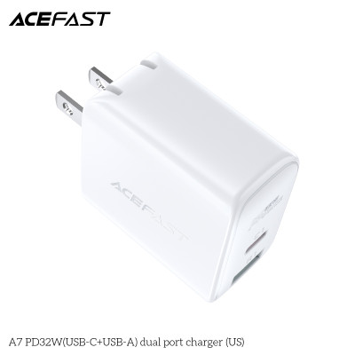 Sạc Acefast PD3.0 32W 2 cổng USB-C+USB-A (US) - A7 Hàng chính hãng Acefast