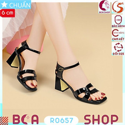 Sandal nữ hở mũi cao 6 phân RO657 ROSATA tại BCASHOP với thiết kế quai sau tiện lợi, lót êm ái giúp chân luôn thoải mái