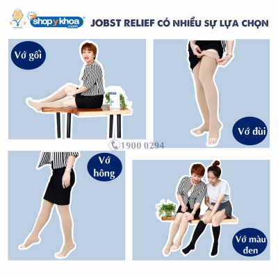 Vớ y khoa gối Hỗ Trợ Điều Trị suy giãn tĩnh mạch chân JOBST Relief chuẩn áp lực 20-30mmHg (màu da, hở ngón) (tất y khoa)