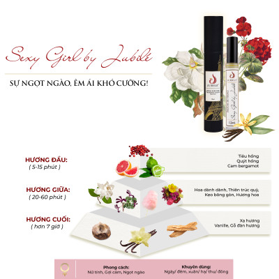 S.e.x.y GirI by Jubilé -  Tinh dầu nước hoa Pháp nữ Dạng lăn 12ml Thơm Lâu, Sang Trọng, Quyến Rũ