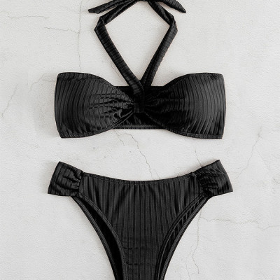 Bikini đồ bơi nữ 2 mảnh dây đeo cổ Bassi tam giác quần lọt khe