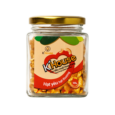 Hạt Điều Rang Muối Hồng Kông KHouse hũ thủy tinh - Hạt điều K