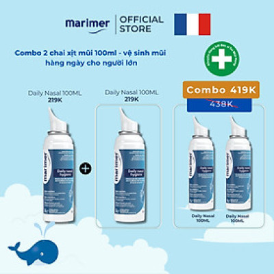 COMBO 2 CHAI XỊT MŨI MARIMER DAILY NASAL HYGIENE – VỆ SINH MŨI HÀNG NGÀY CHO NGƯỜI LỚN