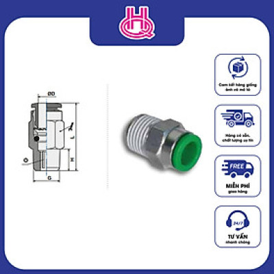 Đầu nối thẳng khí nén ren ngoài Pneumax series ART.01C - Hàng chính hãng
