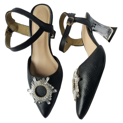 Giày Sandal Cao Gót Da Bò BIGGBEN Cao 5 Phân SDCG142