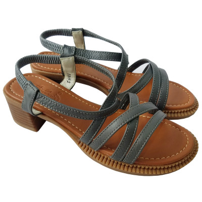 Giày Sandal Cao Gót Da Bò BIGGBEN Cao 4 Phân SDCG140