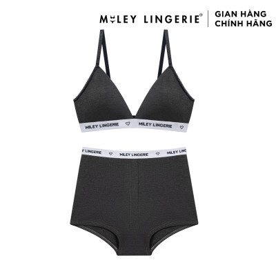 Bộ Đồ Lót Mút Mỏng Không Gọng thời Trang Và Quần Boxer Cotton Tự Nhiên Viền Lưng Logo BeingMe Miley Lingerie