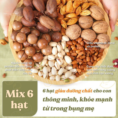 Mixed nuts 6 loại hạt dinh dưỡng Macca, Óc Chó, Hạnh Nhân, Hạt Hồ Đào, Hat Dẻ Cười, Hạt Thông (hũ 500gr)