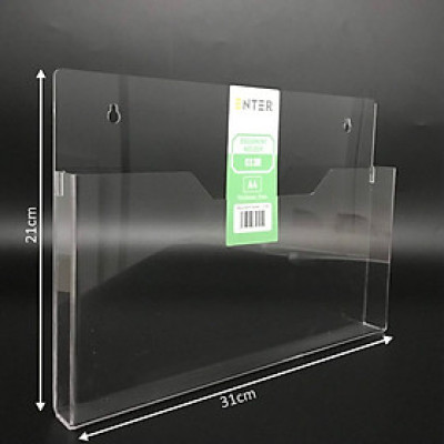 Kệ mica nhiều giấy treo tường Enter C13H 30x21cm A4 ngang, hông 25mm, có hậu mica