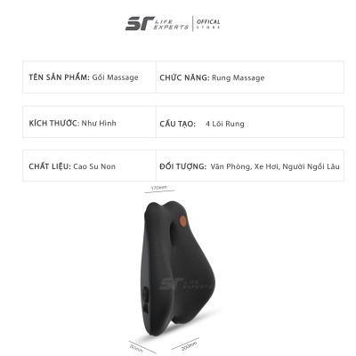 Gối Tựa Lưng Tích Hợp Massage, Đệm Lưng Chống Gù, Giảm Đau Cột Sống Dùng Cho Văn Phòng ô tô - Sairui