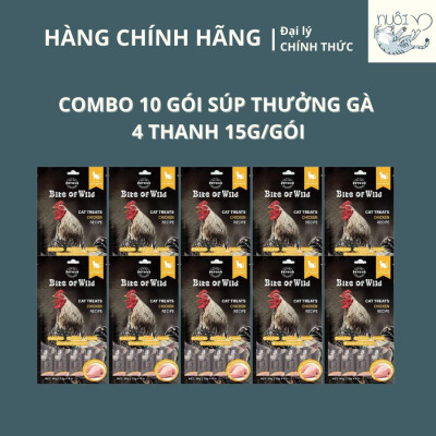 Súp thưởng cho mèo, chó của BITE OF WILD - Vị gà, vị cá hồi - Gói 60g (15g*4 tips)