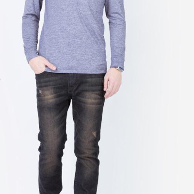 Áo phông nam dài tay màu xanh navy ALIGRO ALGAPD001