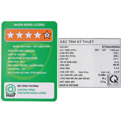 Tủ Lạnh Inverter Samsung 208 Lít RT20HAR8DBU/SV- Hàng Chính Hãng - Chỉ Giao tại HCM