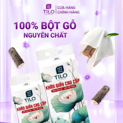 Combo 6 bịch khăn giấy rút đáy TiLo 1280 tờ tặng 3 móc treo đôi giấy dai mềm mịn