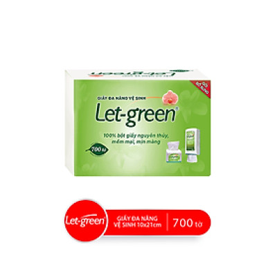 Bao Bổ Sung Khăn Giấy Vệ Sinh Đa Năng 10*21cm LET-GREEN, 700 Tờ/Bao