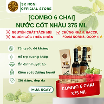Combo 6 chai Nước cốt trái nhàu SK Noni Juice Premium 375 ml