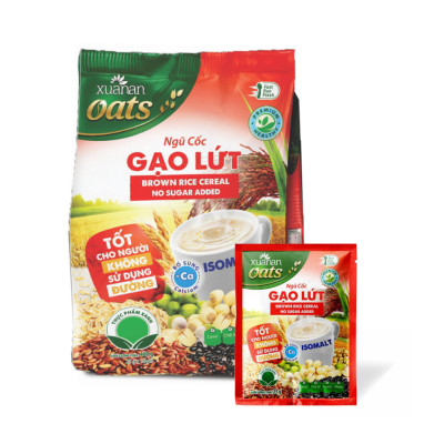 Ngũ Cốc Gạo Lứt No Sugar Xuân An [đường ăn kiêng] Túi 400G {25g*16 gói}(Tặng Kèm 1 Túi Yến Mạch 150G)