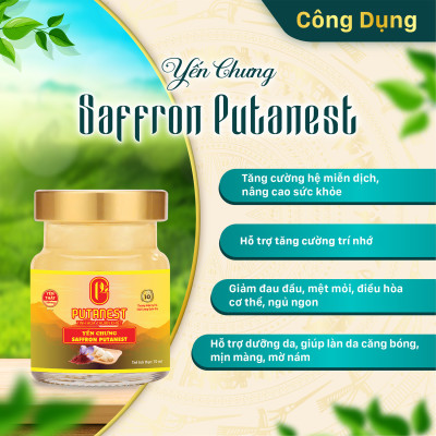 Yến chưng Saffron PUTANEST hộp quà tặng cao cấp 12 hũ 70ml bổ dưỡng đẹp da ngừa lão hoá