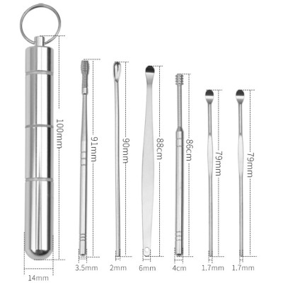 Dụng Cụ Lấy Ráy Tai Chuyên Nghiệp 6 và 8 Món Kèm Hộp - Hàng Loại 1 - CHính Hãng MINIIN