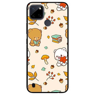 Ốp lưng dành cho Realme C21Y - Realme C25Y mẫu Hoạ Tiết Gấu Nâu Trắng